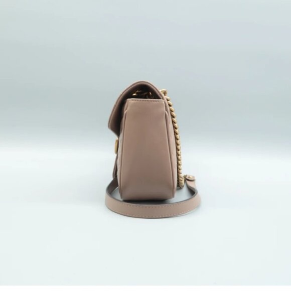 100% Authentic GUCCI GG Marmont Brown Leather Shoulder Bag - Picture 4 of 12
